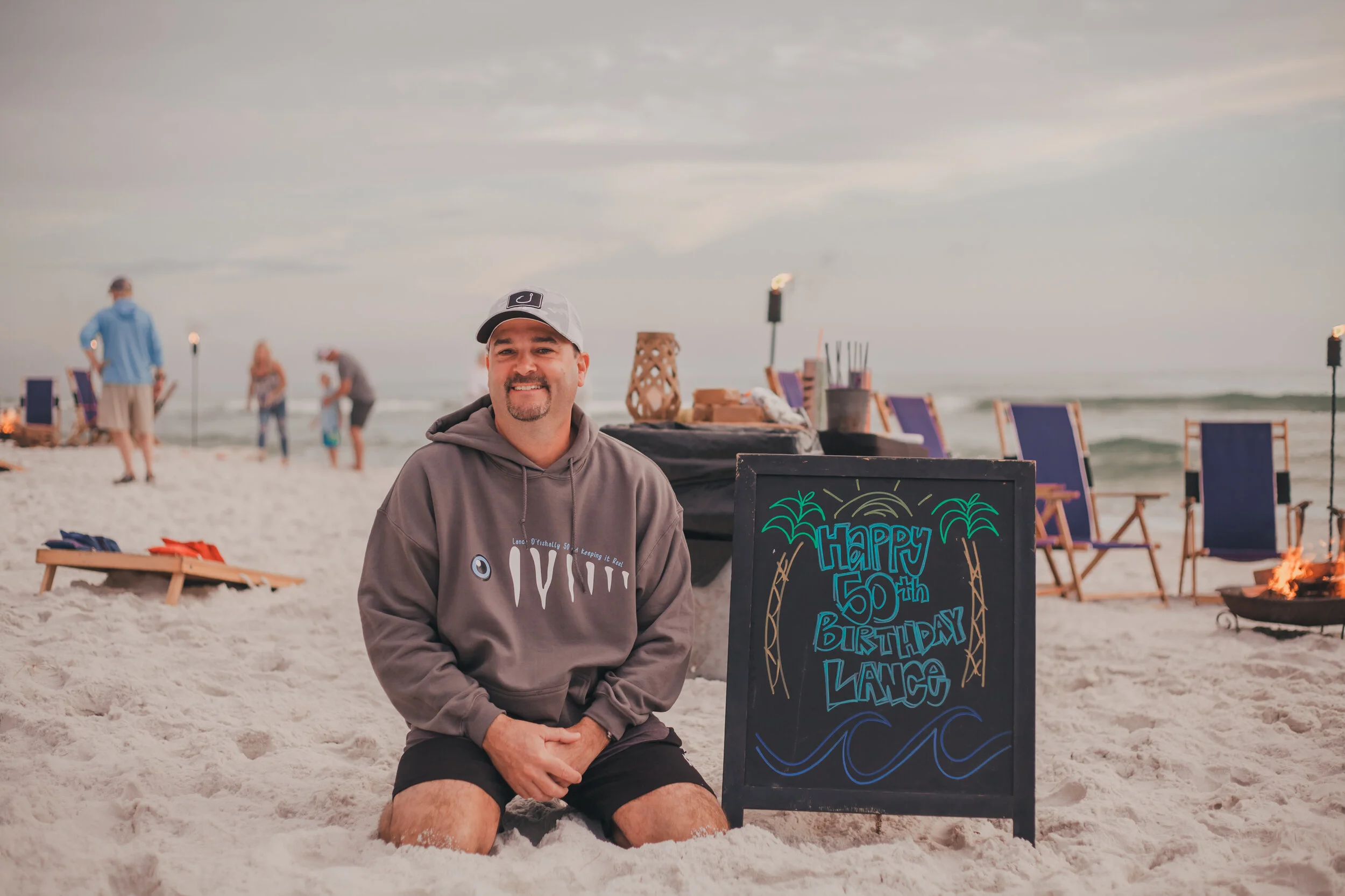 Large group beach event setup